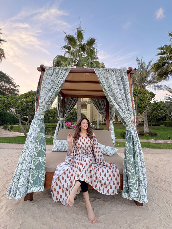 Printed Linen Kaftan – Free Size Relaxed Fit (Casual & Festive Wear)